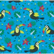 Mika Toucan Series Printed Fabric, 110cm, Toucan, Ocean Blue